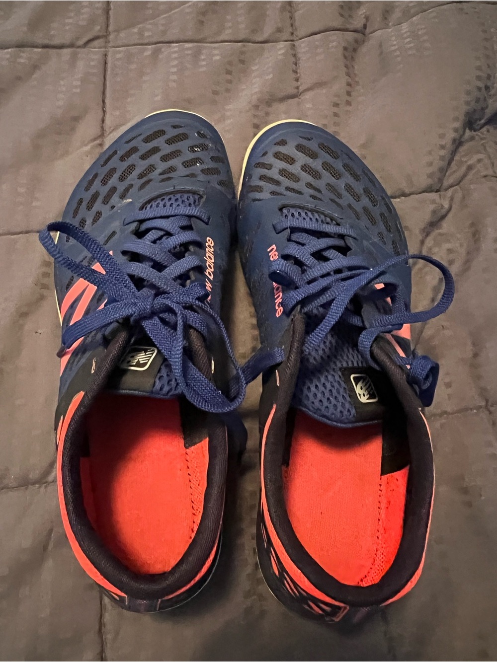 New Balance Navy Athletic Shoes with Coral Accents